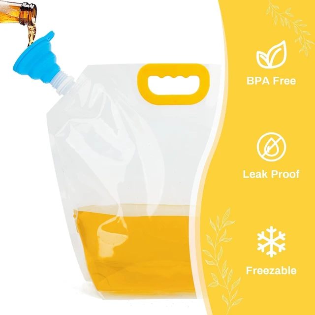 Alt view image 5 of 6 - 3Gallon/5L Collapsible Water Container 4-Pack, Portable Water Storage Bag for Camping, Hiking, RV, Emergency - BPA-Free, Leakproof, Freezable
