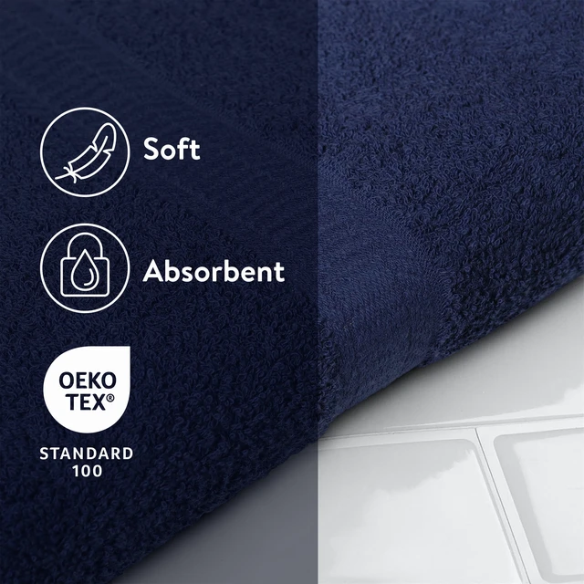 Alt view image 4 of 6 - Mainstays 18-Piece 100% Cotton Towel Set, Navy - 4 Bath Towels, 4 Hand Towels, 10 Washcloths