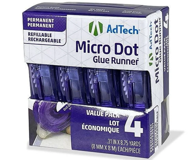 Main image of AdTech Micro Dot Glue Runner Adhesive Clear Tape, Value Pack of 4