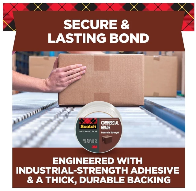 Alt view image 5 of 6 - Scotch Commercial Grade Packaging Tape, 1.88 in x 54.6 yds, 3" Core, Clear, 6 Rolls