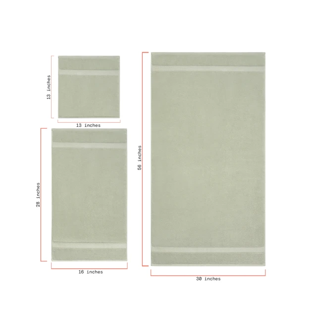 Alt view image 3 of 5 - 6-Piece Dobby Bath Towel Set by Beautiful by Drew Barrymore, 100% Cotton, Sage Green
