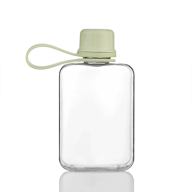 Main image of Flat Travel Water Bottle - 8.2 oz/240 ml, BPA Free Tritan, Square Pocket Flask for Camping Fitness Outdoor Sports, Fits Purse and Pocket (Green)