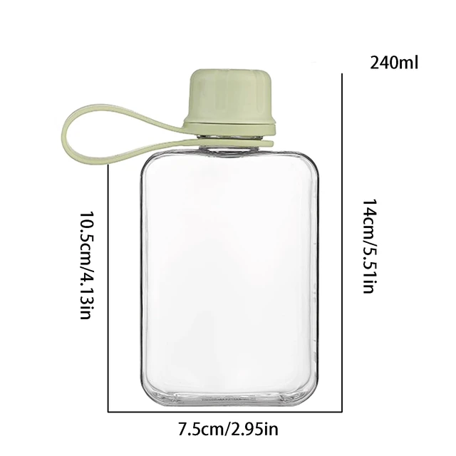 Alt view image 3 of 6 - Flat Travel Water Bottle - 8.2 oz/240 ml, BPA Free Tritan, Square Pocket Flask for Camping Fitness Outdoor Sports, Fits Purse and Pocket (Green)