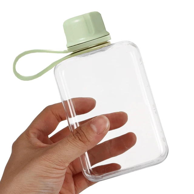 Alt view image 2 of 6 - Flat Travel Water Bottle - 8.2 oz/240 ml, BPA Free Tritan, Square Pocket Flask for Camping Fitness Outdoor Sports, Fits Purse and Pocket (Green)