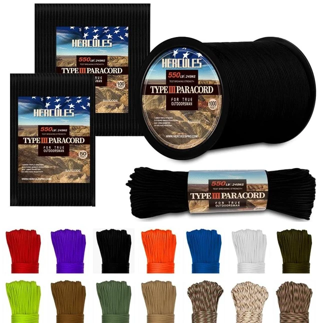 Main image of HERCULES Type III 550 Paracord Rope 50' Black