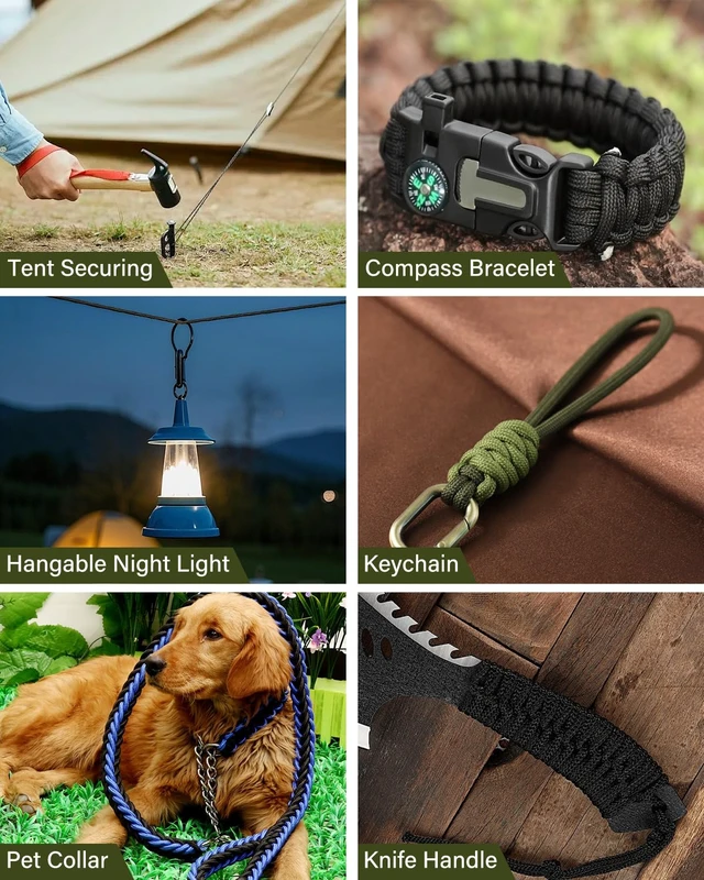 Alt view image 6 of 7 - 1000lb 5/32in (4mm) 12 Strand Nylon Tactical Paracord, 100ft Utility Rope for Survival Camping Hiking Outdoor Crafting Bracelets Clothesline - Black