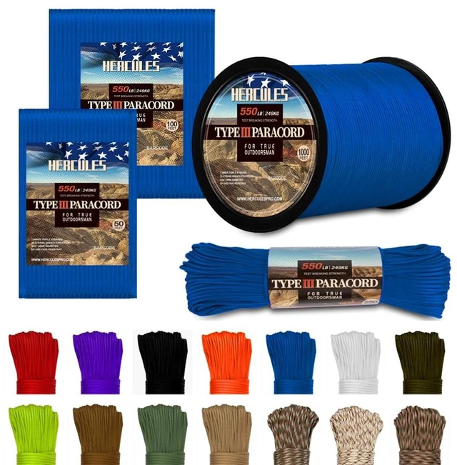 Main image of HERCULES Type III Paracord 550 Rope 100' Royal Blue