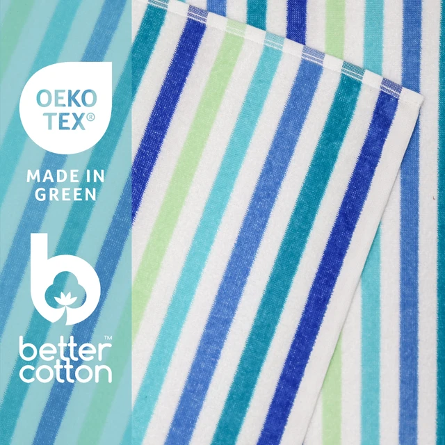 Alt view image 2 of 7 - Mainstays Everyday Yarn Dyed Cool Breton Stripe Cotton-Blend Velour Beach Towel, 30in x 60in, 2-Pack