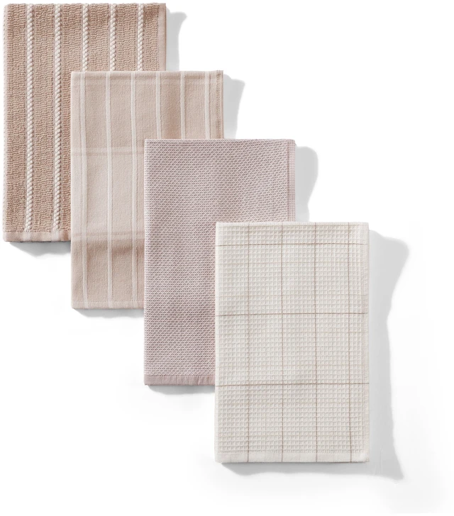 Main image of Better Homes & Gardens Kitchen Towel 4-Pack Oversized Latte Swirl Set
