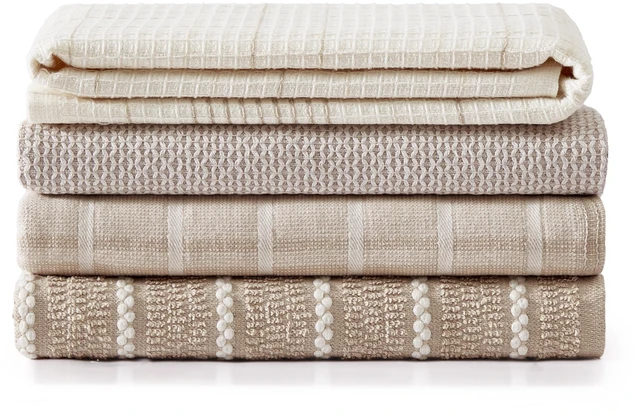 Alt view image 4 of 5 - Better Homes & Gardens Kitchen Towel 4-Pack Oversized Latte Swirl Set