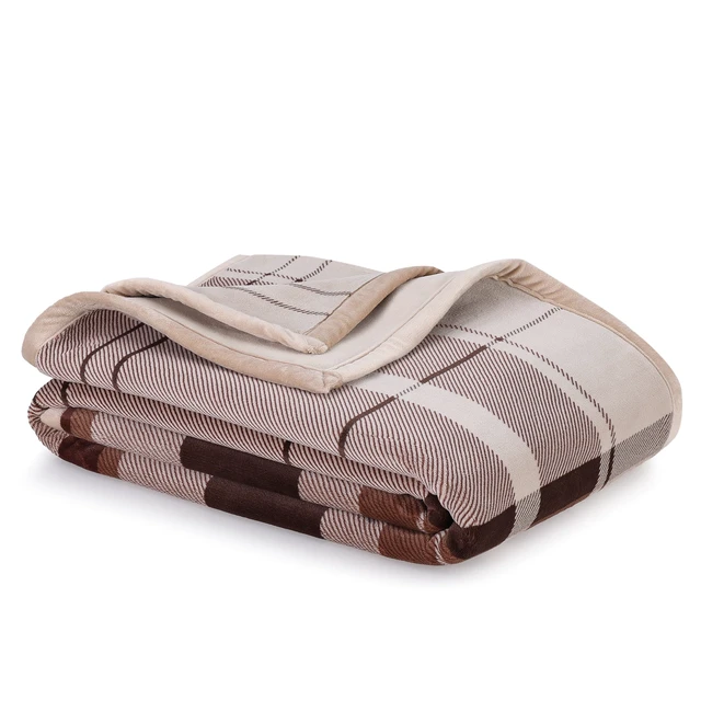 Alt view image 3 of 5 - Better Homes & Gardens Super Soft Luxe Coco Plush Couch Throw Blanket, Brown Plaid