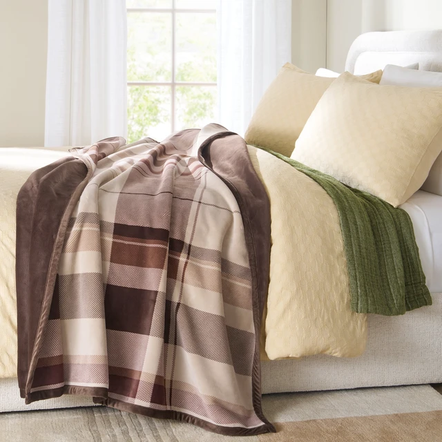 Alt view image 4 of 5 - Better Homes & Gardens Super Soft Luxe Coco Plush Couch Throw Blanket, Brown Plaid
