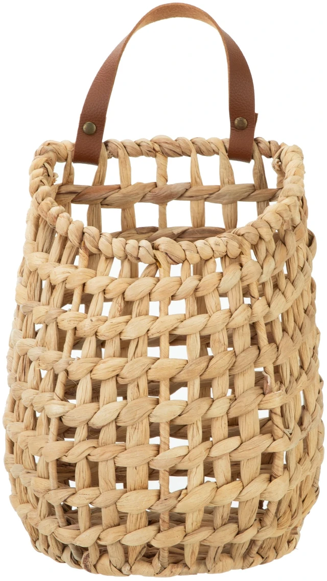 Main image of Better Homes & Gardens Water Hyacinth Hanging Decorative Basket with Faux Leather Strap