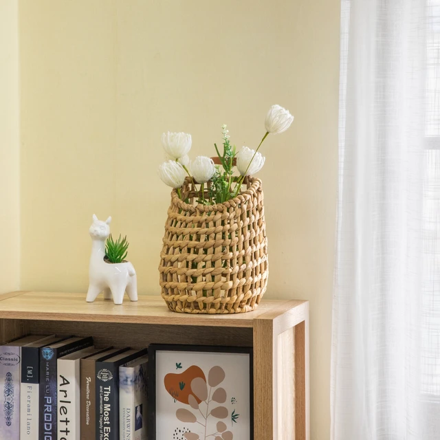 Alt view image 2 of 6 - Better Homes & Gardens Water Hyacinth Hanging Decorative Basket with Faux Leather Strap