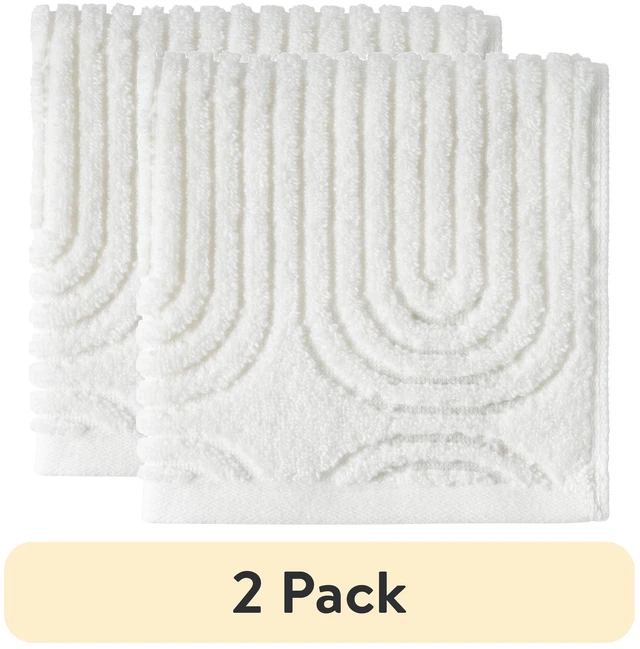Main image of Beautiful by Drew Barrymore Textured Washcloth, 2-Pack, 100% Cotton, Off White