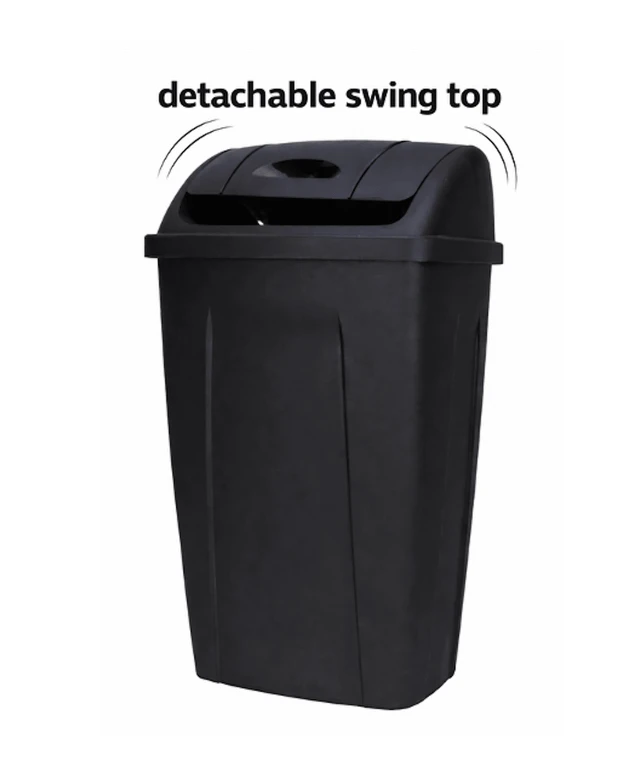 Alt view image 4 of 6 - Mainstays 13 Gallon Plastic Kitchen Trash Can with Swing Top Lid, Black