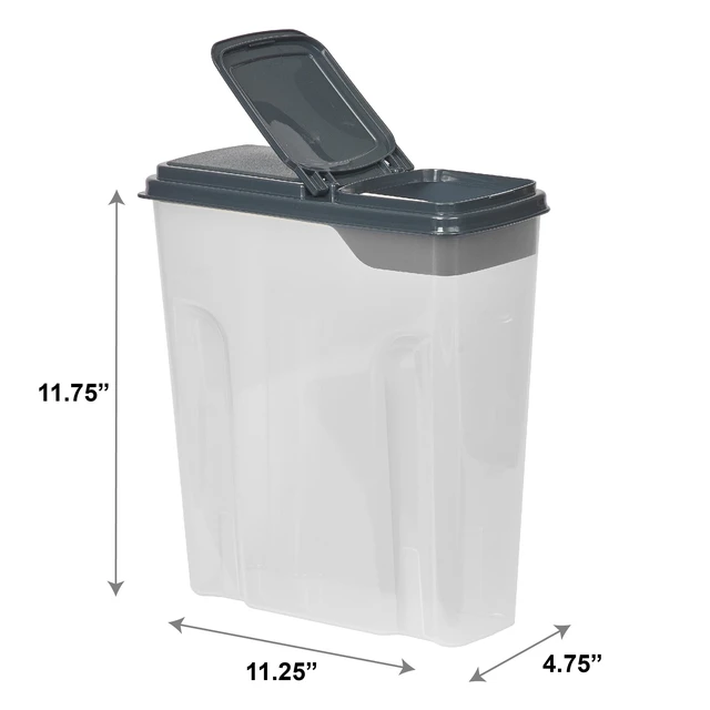 Alt view image 3 of 6 - Mainstays 2-Pack Plastic Cereal Keeper Storage Containers, 24 Cup Capacity, Dark Gray Lid, Kitchen Pantry Organizer for Cereal and Dry Food