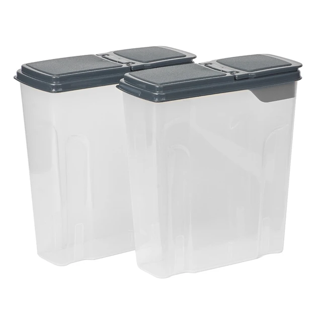 Alt view image 4 of 6 - Mainstays 2-Pack Plastic Cereal Keeper Storage Containers, 24 Cup Capacity, Dark Gray Lid, Kitchen Pantry Organizer for Cereal and Dry Food