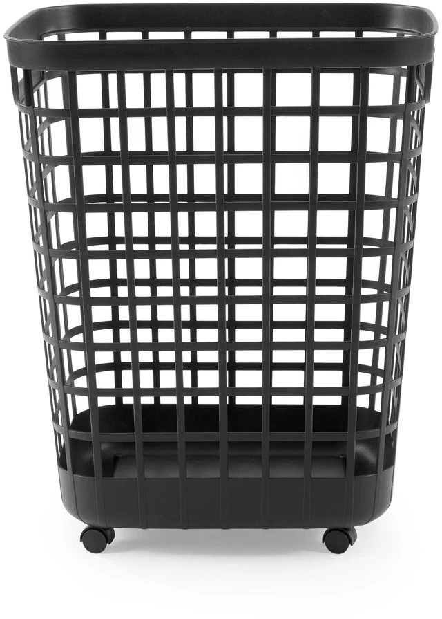 Main image of Mainstays 2.6 Bushel Rolling Laundry Hamper, Black Plastic