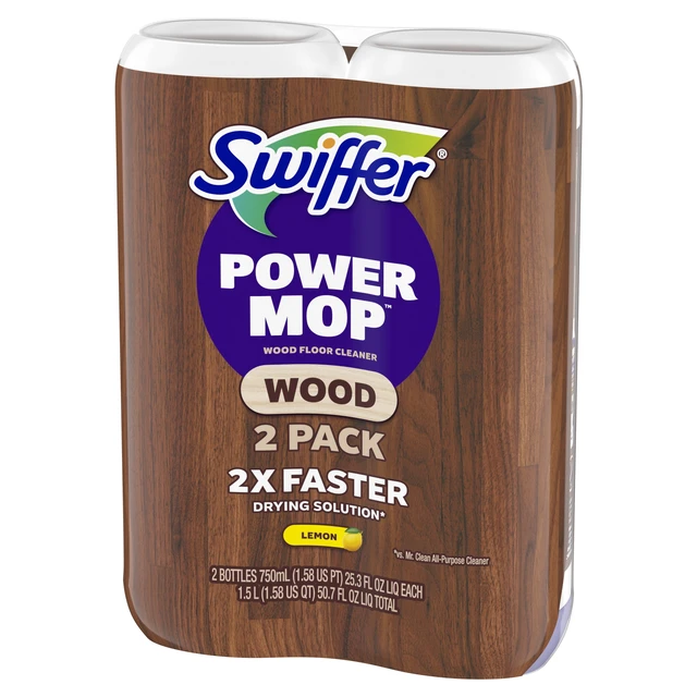 Alt view image 3 of 5 - Swiffer Power Mop Wood Solution Refill, Lemon, 2x25.3fl oz