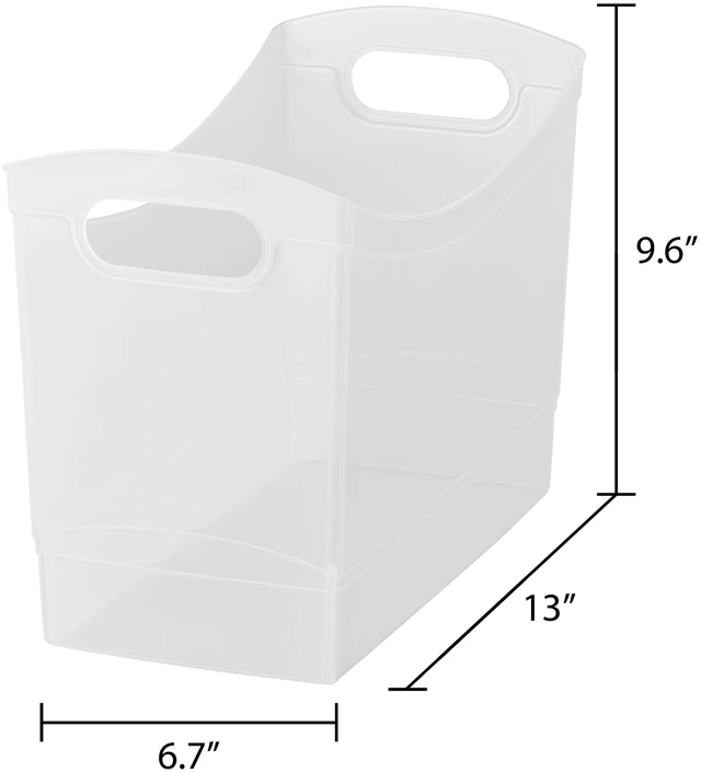 Alt view image 6 of 6 - Mainstays 12Qt Clear Plastic Storage Bin with Carrying Handles, Narrow Rectangular Organizer for Pantry, Closet, Cabinet, Shelf Storage
