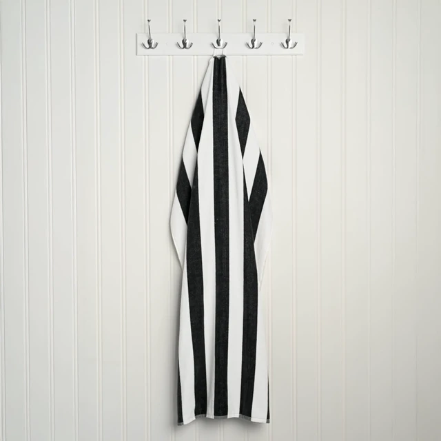 Alt view image 4 of 4 - Mainstays Cabana Stripe Beach Towel 58in x 28in Black