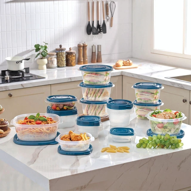 Alt view image 2 of 6 - Mainstays 42-Piece Semi Durable Plastic Food Storage Container Set