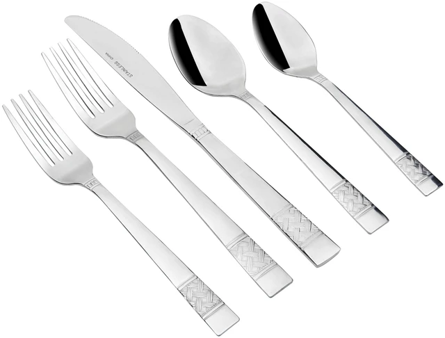 Main image of Mainstays Pierremont 20-Piece Stainless Steel Flatware Set for 4, Silver