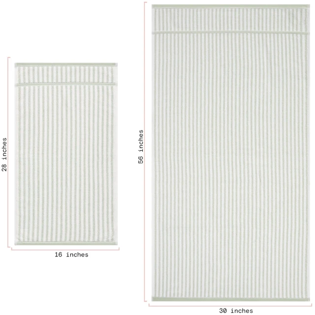 Alt view image 5 of 5 - Beautiful by Drew Barrymore 4-Piece Stripe Towel Set, 100% Cotton, Sage Green