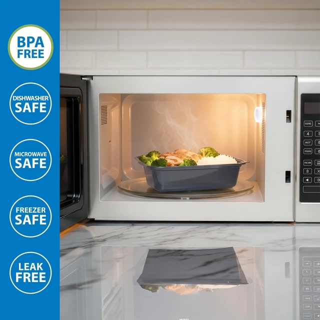 Alt view image 3 of 6 - Mainstays 15-Pack 1-Compartment BPA-Free Plastic Meal Prep Food Storage Containers, Soothing Grey