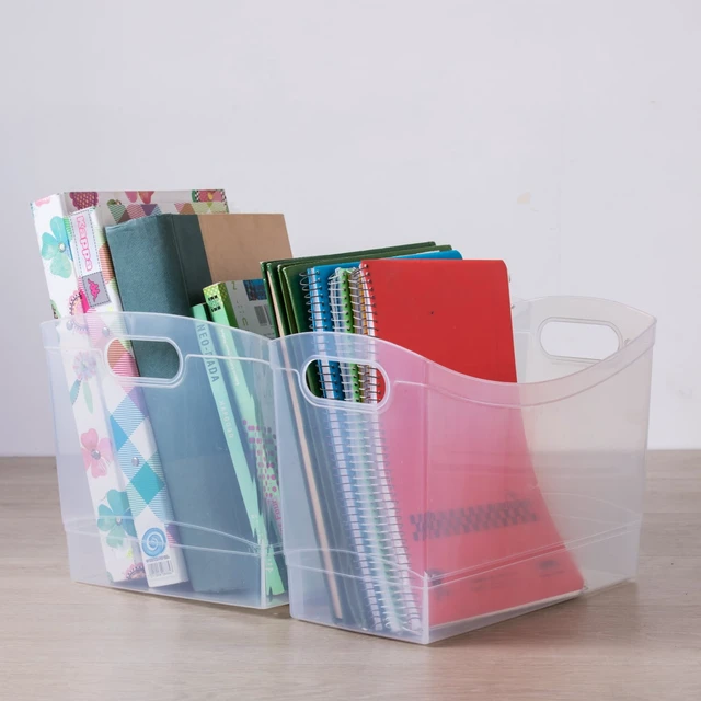 Alt view image 4 of 6 - Mainstays 4 Pack Clear Narrow Plastic Storage Bin, 12Qt