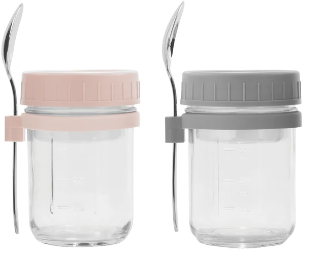 Main image of Mainstays Glass Portable Overnight Oats Food Jar and Parfait Container Set, 16 oz, 2 Count