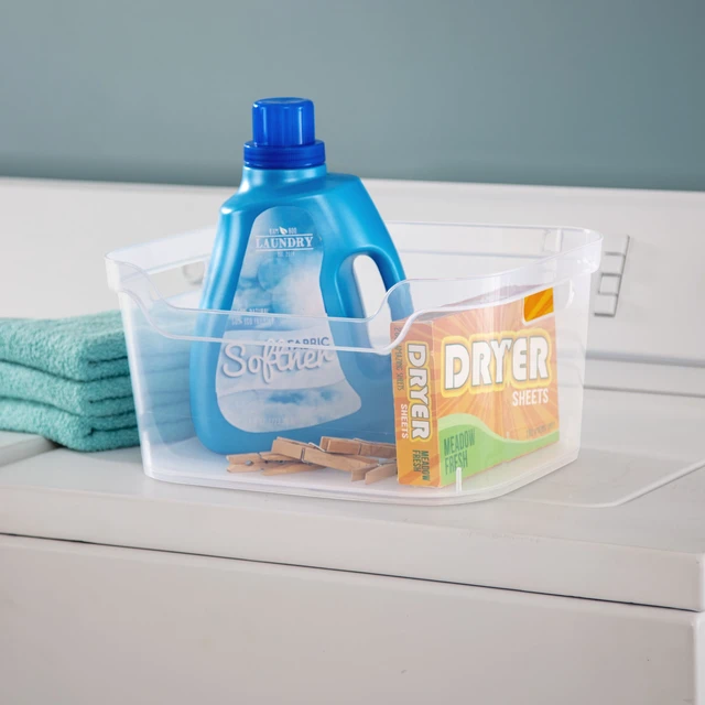 Alt view image 3 of 6 - Mainstays Large Open Bin with Scoop Front, Clear Plastic