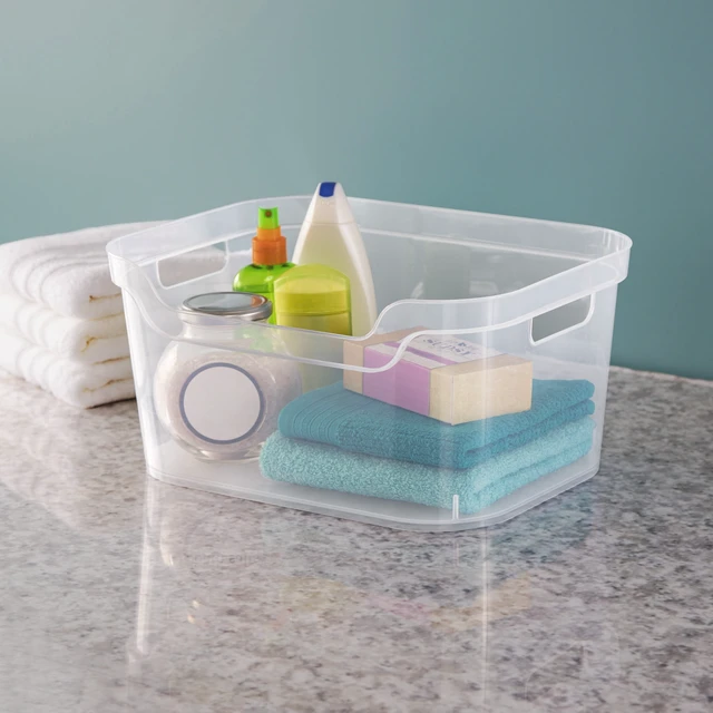 Alt view image 5 of 6 - Mainstays Large Open Bin with Scoop Front, Clear Plastic