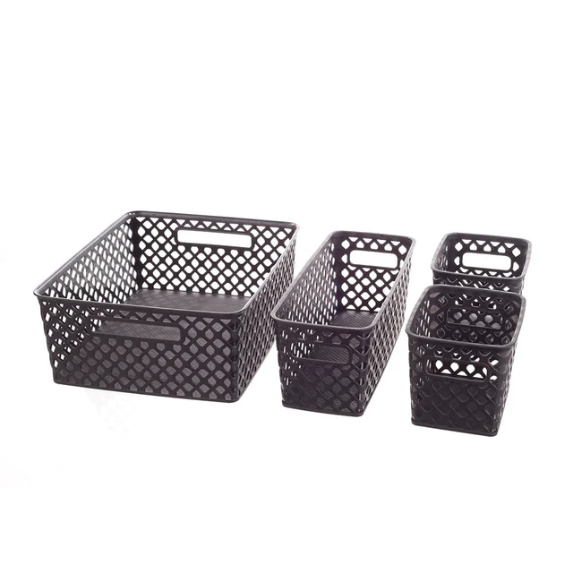 Alt view image 4 of 5 - Mainstays 4-Piece Black Decorative Plastic Storage Basket Set, 14in x 11.6in x 5.3in