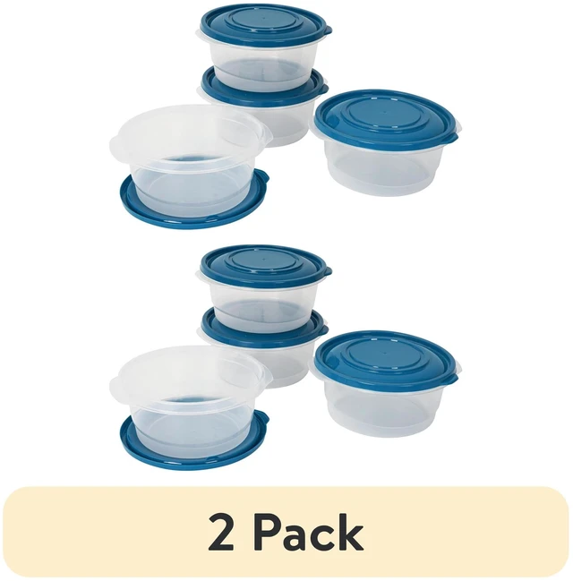 Main image of Mainstays Semi Durable Round Plastic Food Storage Containers, 6.2 Cup, 4 Pack