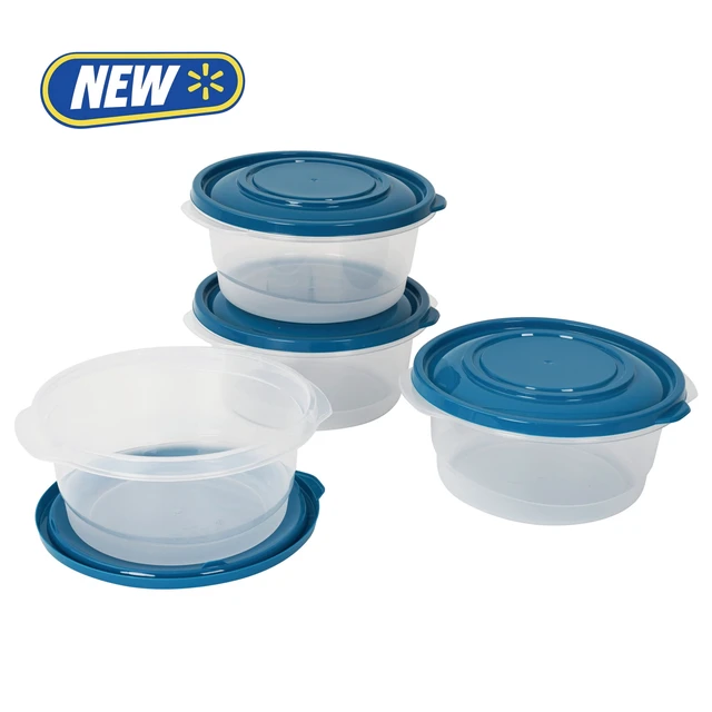 Alt view image 2 of 6 - Mainstays Semi Durable Round Plastic Food Storage Containers, 6.2 Cup, 4 Pack