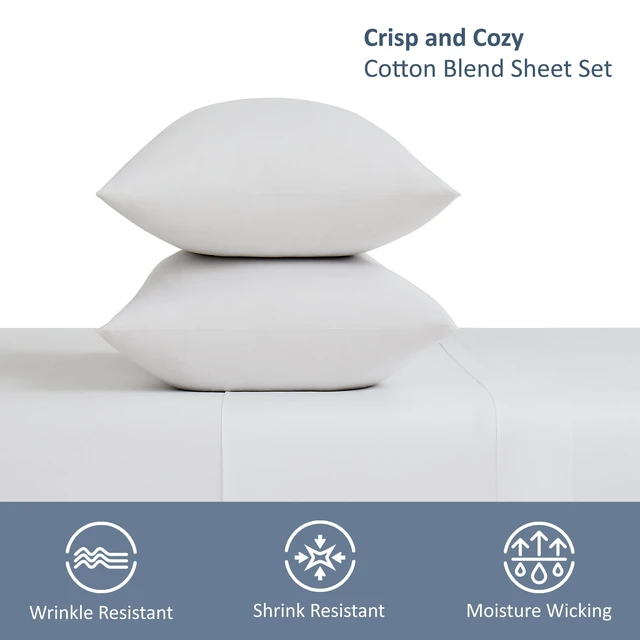 Alt view image 4 of 7 - Mainstays Twin/Twin-XL Easy Care Percale Flat Sheet, 300 Thread Count, Arctic White