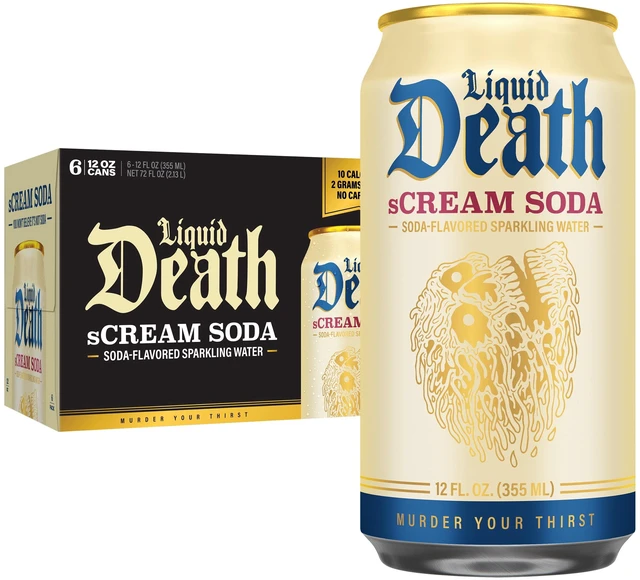 Main image of Liquid Death s'CREAM Soda Flavored Sparkling Water, 6-Pack (12oz Cans), Low Sugar, Huge Flavor, No Artificial Sweeteners
