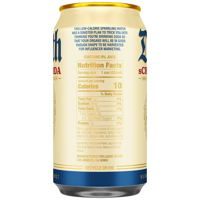 Alt view image 3 of 5 - Liquid Death s'CREAM Soda Flavored Sparkling Water, 6-Pack (12oz Cans), Low Sugar, Huge Flavor, No Artificial Sweeteners