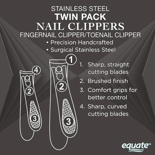 Alt view image 4 of 6 - Equate Stainless Steel Nail Clippers, Twin-Pack, 2 Pieces