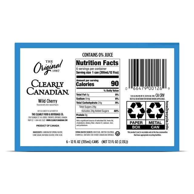 Alt view image 4 of 4 - Clearly Canadian Wild Cherry, 6-Pack Cans