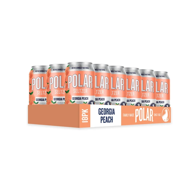 Alt view image 5 of 5 - Polar Georgia Peach Zero Calorie Sparkling Seltzer Water, 12 fl oz, 18-Pack Cans