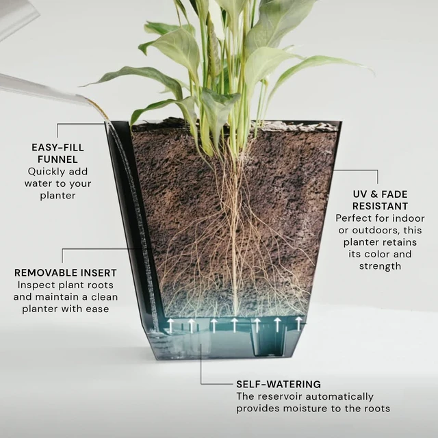 Alt view image 5 of 5 - Mainstays 9 in. Beige Self-Watering Resin Planter