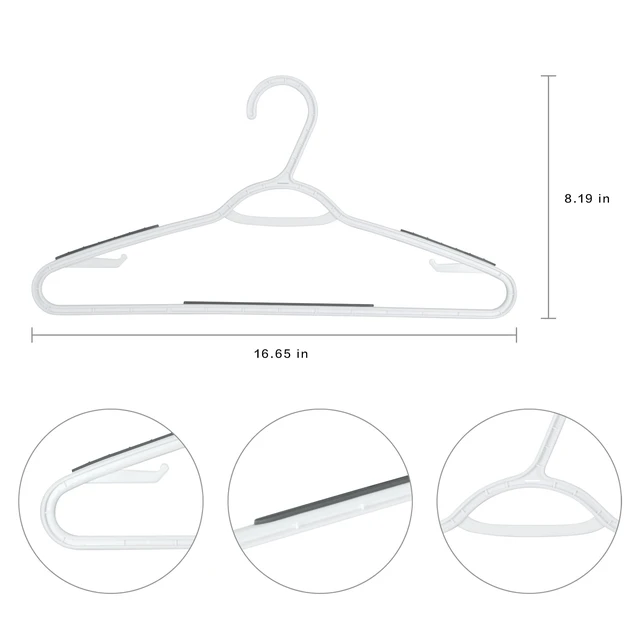 Alt view image 5 of 6 - Mainstays Non-Slip Plastic Clothing Hangers, 30 Count, White