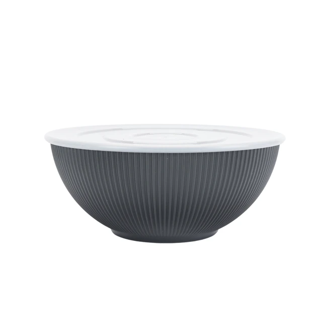 Alt view image 2 of 6 - Mainstays Black 4-Piece Eco-Friendly Recycled Plastic Ribbed Serve Bowl Set