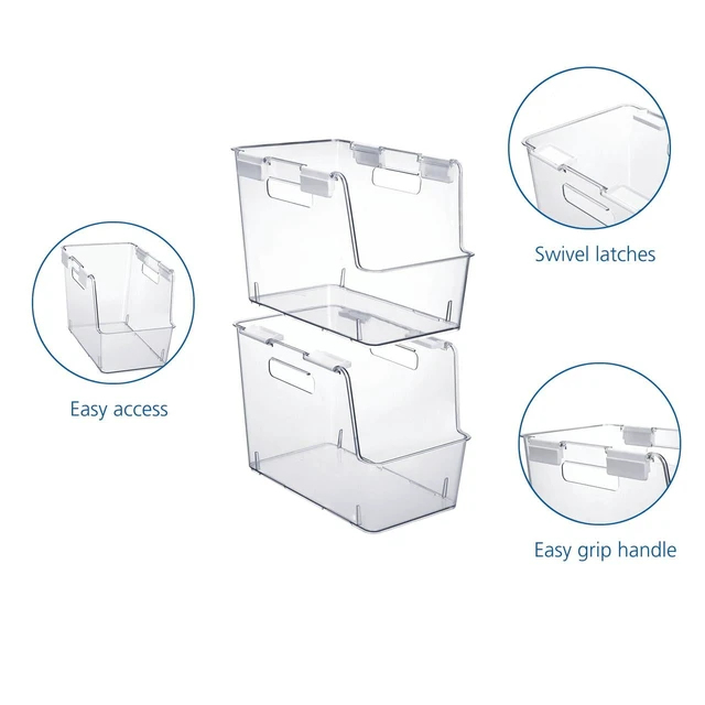 Alt view image 3 of 5 - Mainstays Small Clear Plastic Stackable Closet Organizer Bin with White Latches