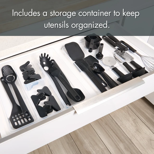 Alt view image 3 of 6 - Mainstays 36-Piece Kitchen Gadget and Utensil Set with Drawer Organizer, Black