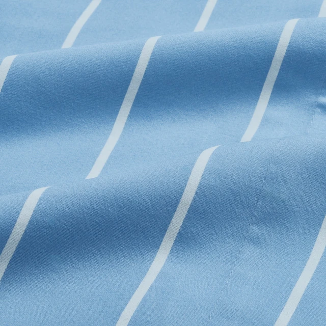 Alt view image 4 of 5 - Mainstays Dreamy Soft 3-Piece Bed Sheet Set, 100% Cotton, 220 Thread Count Brushed and Washed Sateen, Deep Pocket, Twin/Twin XL, Blue Stripe