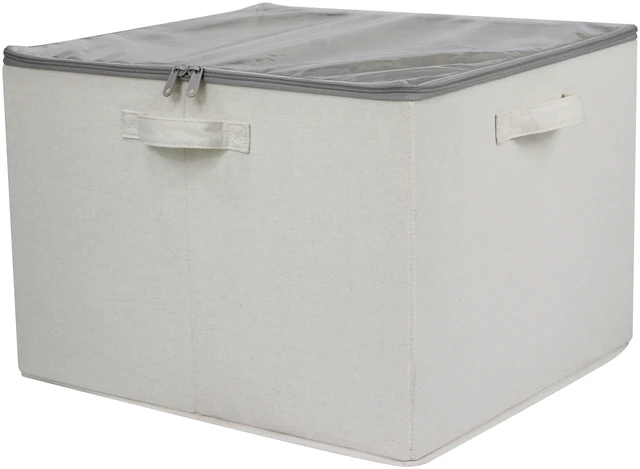 Main image of Mainstays Canvas 16-Pair Shoe Organizer Bin with Clear Zippered Lid